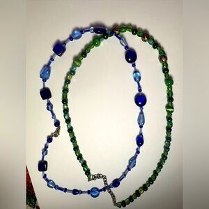 2 glass beaded necklaces